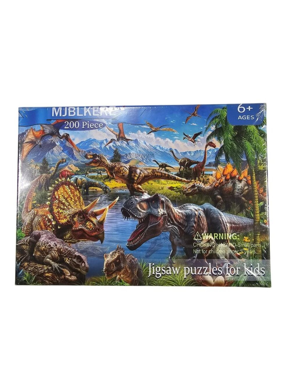MJBLKERE 200-Piece Prehistoric Dinosaur Scene Jigsaw Puzzle NEW SEALED 18x14"